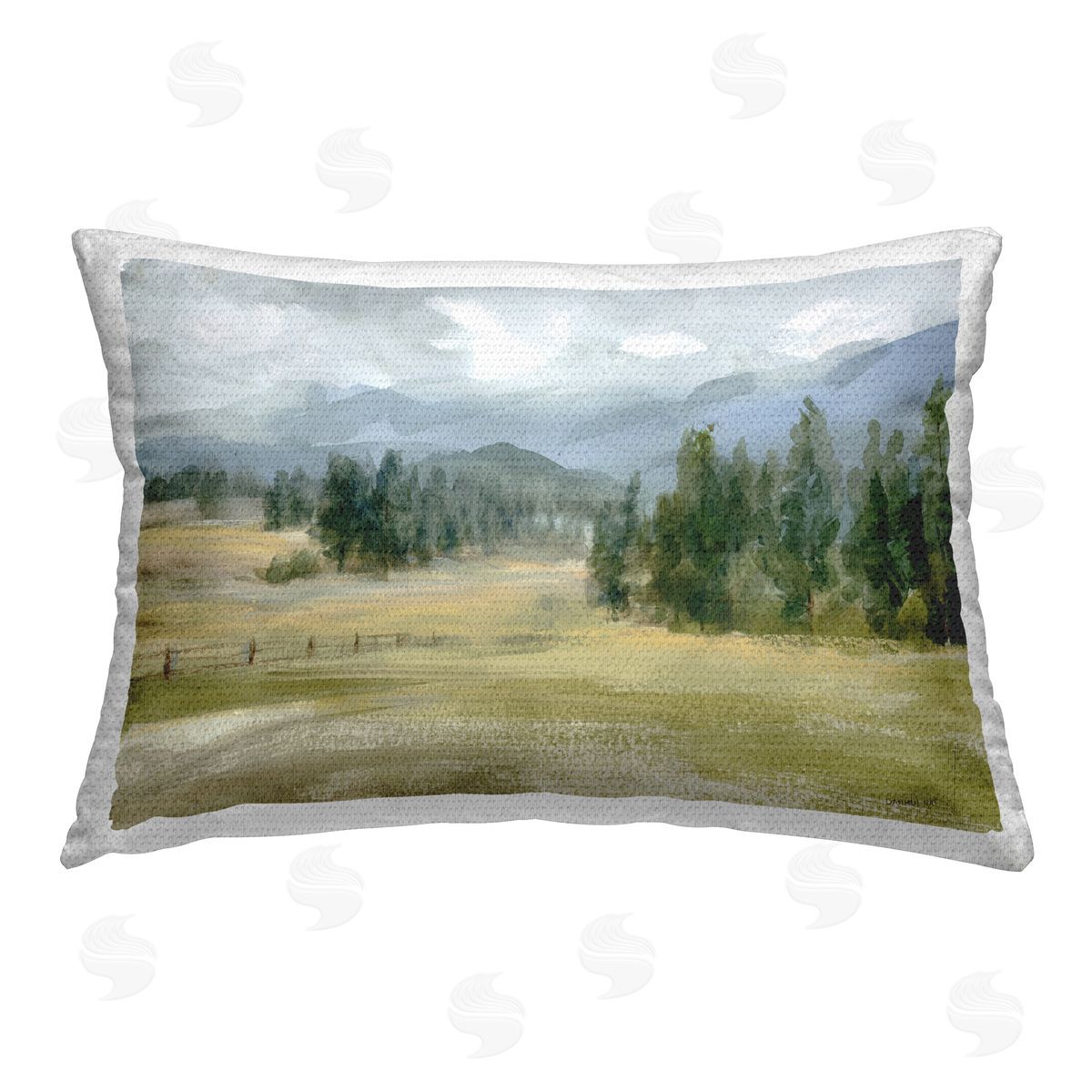Danhui Nai Vast Valley Retreat Landscape Outdoor Quick-Dry Polyester Printed Throw Pillow