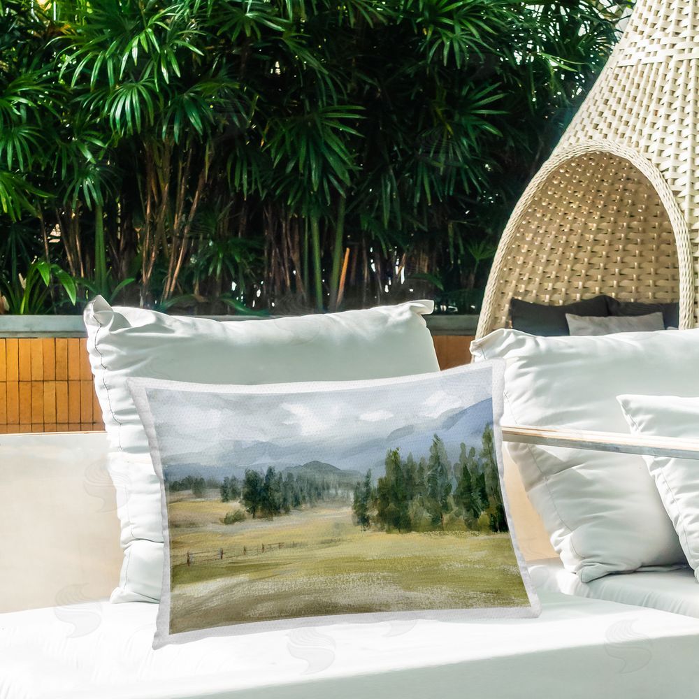 Danhui Nai Vast Valley Retreat Landscape Outdoor Quick-Dry Polyester Printed Throw Pillow in Back Yard