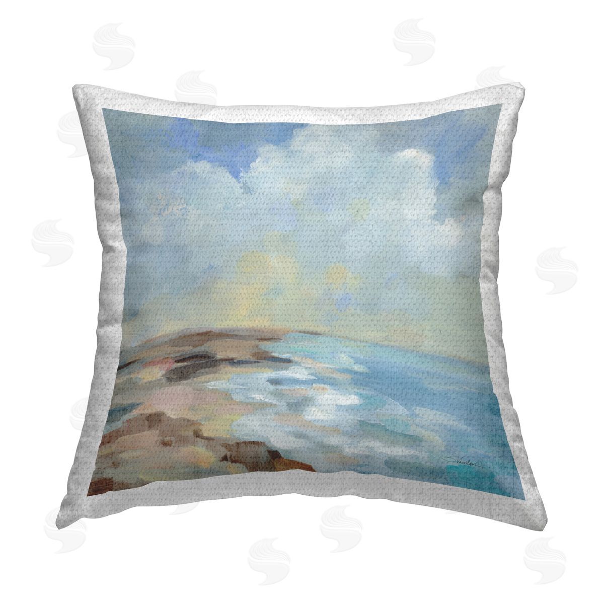 Silvia Vassileva By The Beach Shore Outdoor Quick-Dry Polyester Printed Throw Pillow
