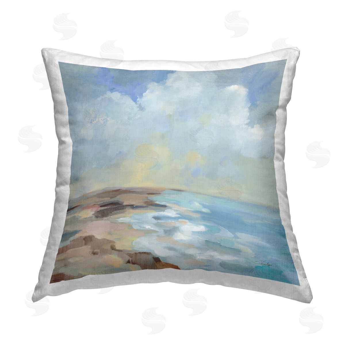 Silvia Vassileva By The Beach Shore Printed Plush Polyester Throw Pillow