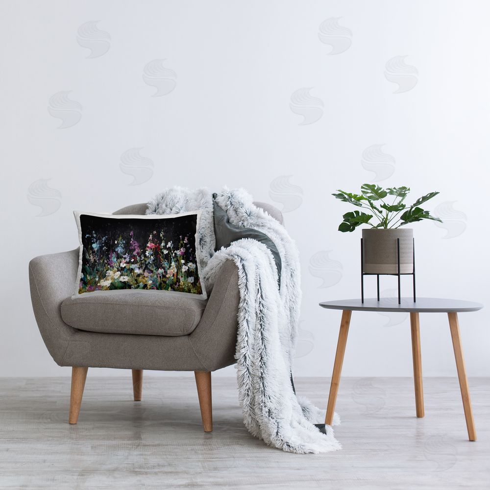 Danhui Nai Dark Garden Meadow Printed Plush Polyester Throw Pillow On Chair