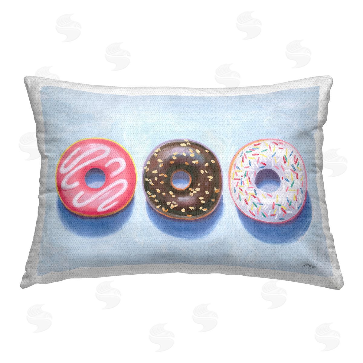 Wellington Studio Three Doughnuts Trio Outdoor Quick-Dry Polyester Printed Throw Pillow