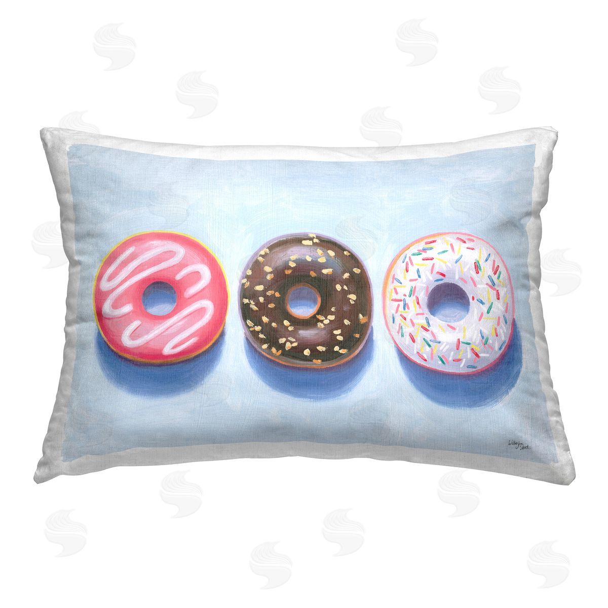 Wellington Studio Three Doughnuts Trio Printed Plush Polyester Throw Pillow