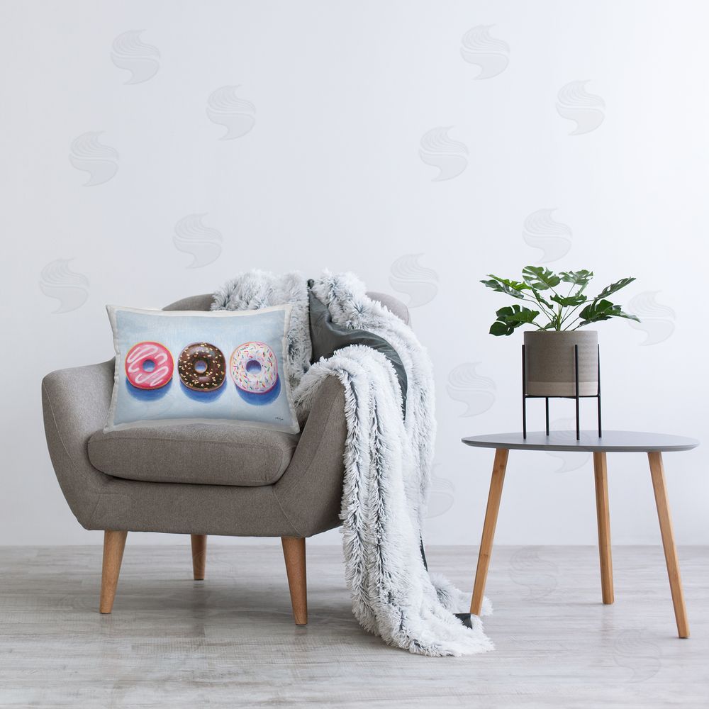 Wellington Studio Three Doughnuts Trio Printed Plush Polyester Throw Pillow On Chair