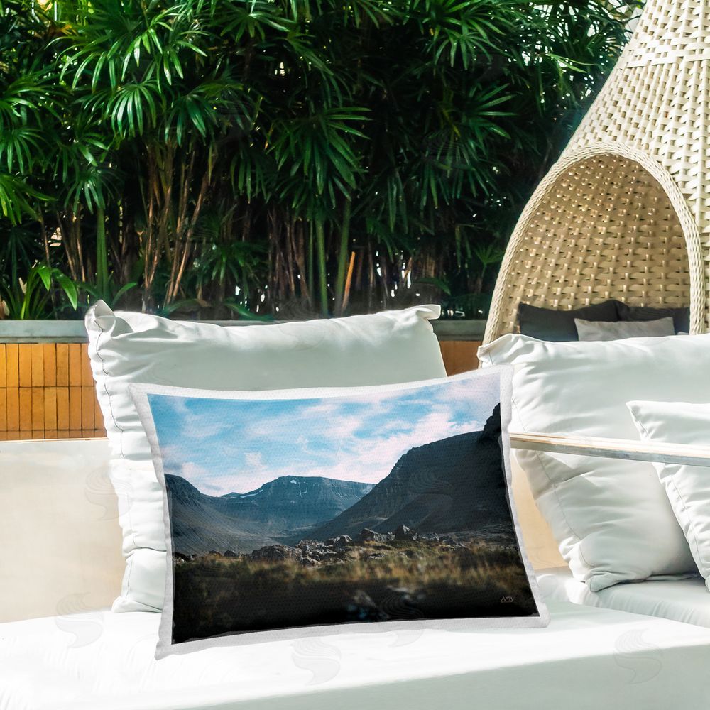 Max Blakesberg Studios Iceland Hike Landscape Outdoor Quick-Dry Polyester Printed Throw Pillow in Back Yard