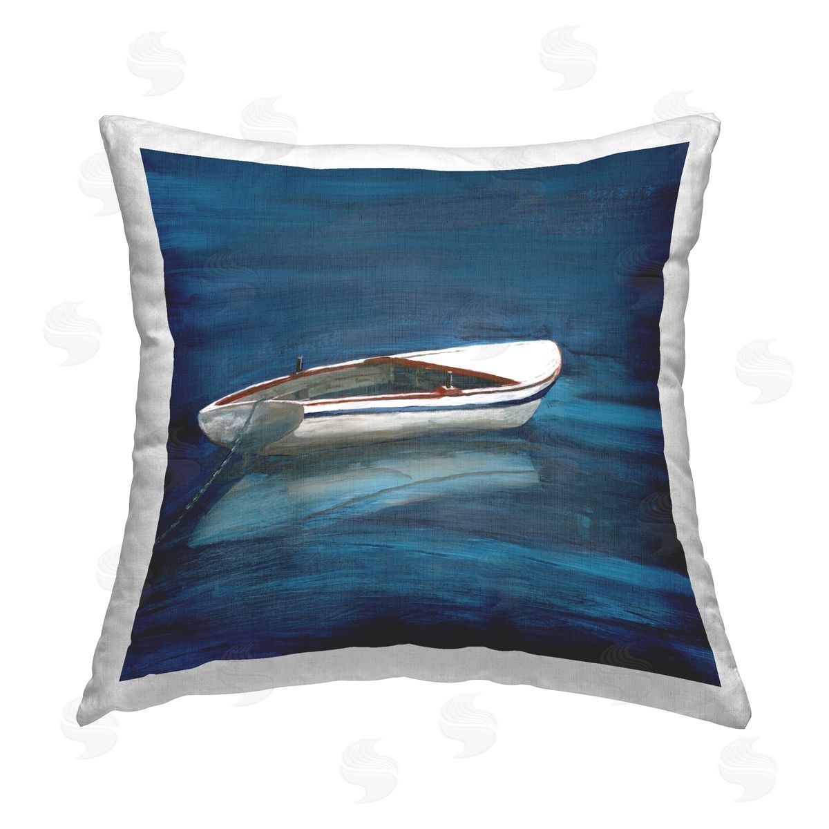Nan Calm Floating Boat Printed Plush Polyester Throw Pillow