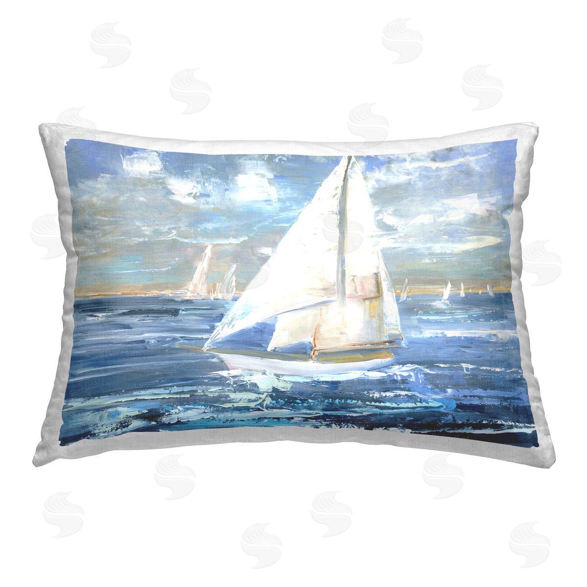 Sally Swatland Sailing Choppy Waves Printed Plush Polyester Throw Pillow