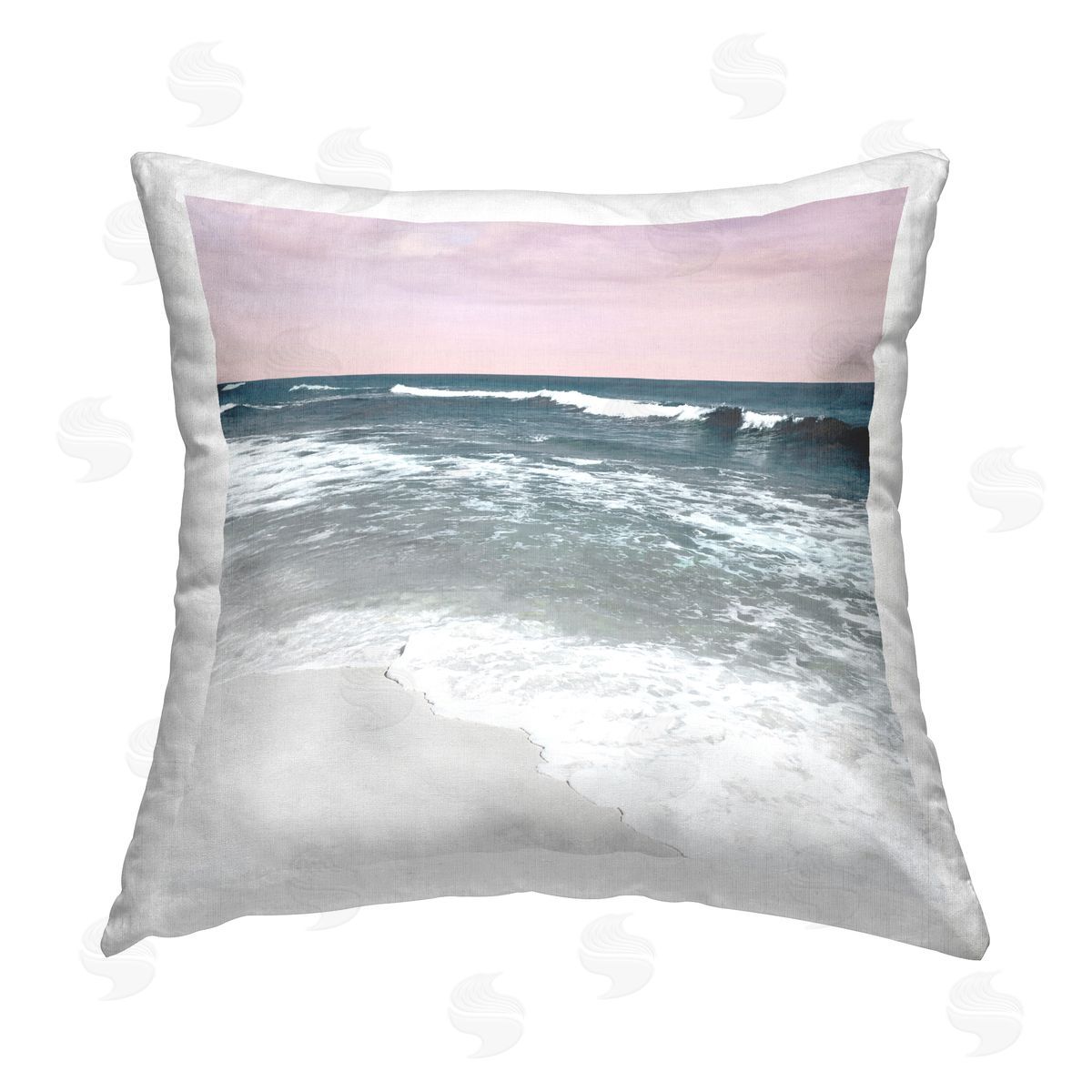 Nan Rolling Waves Seascape Printed Plush Polyester Throw Pillow