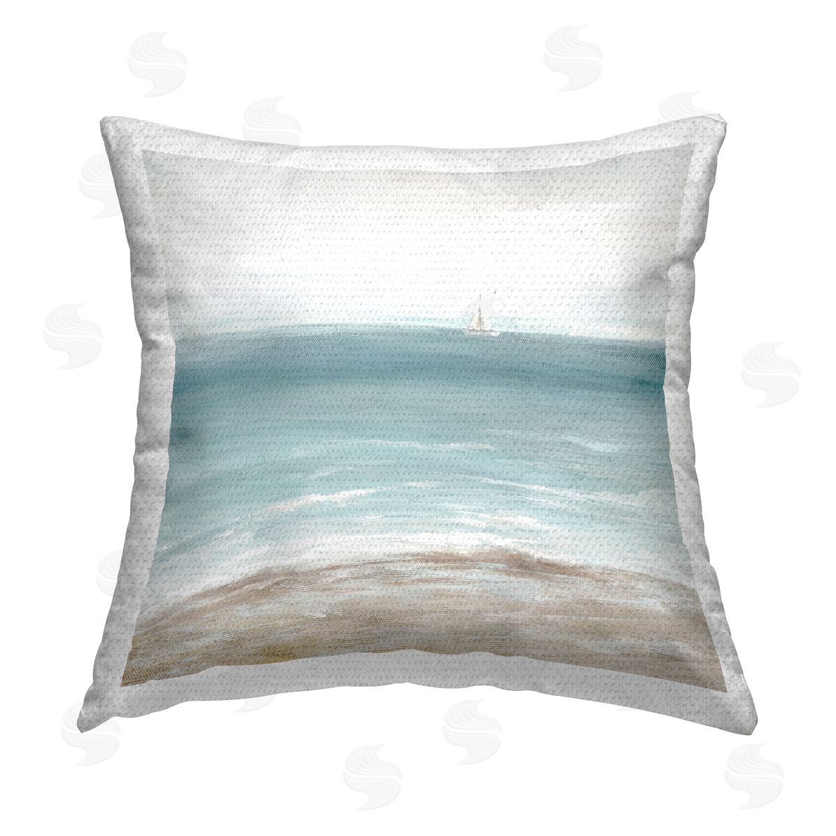 Nan Distant White Sailboat Outdoor Quick-Dry Polyester Printed Throw Pillow