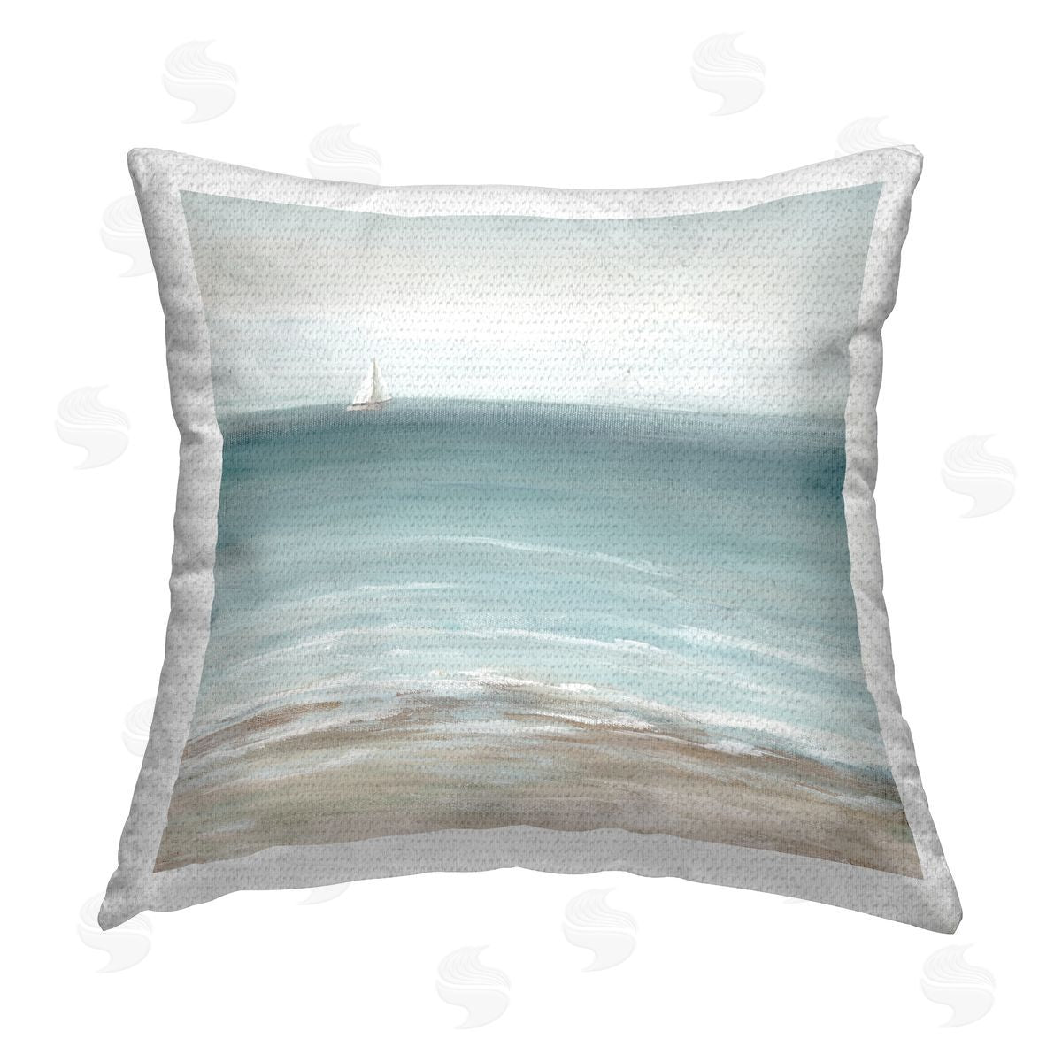Nan Faraway Boat on Ocean Outdoor Quick-Dry Polyester Printed Throw Pillow