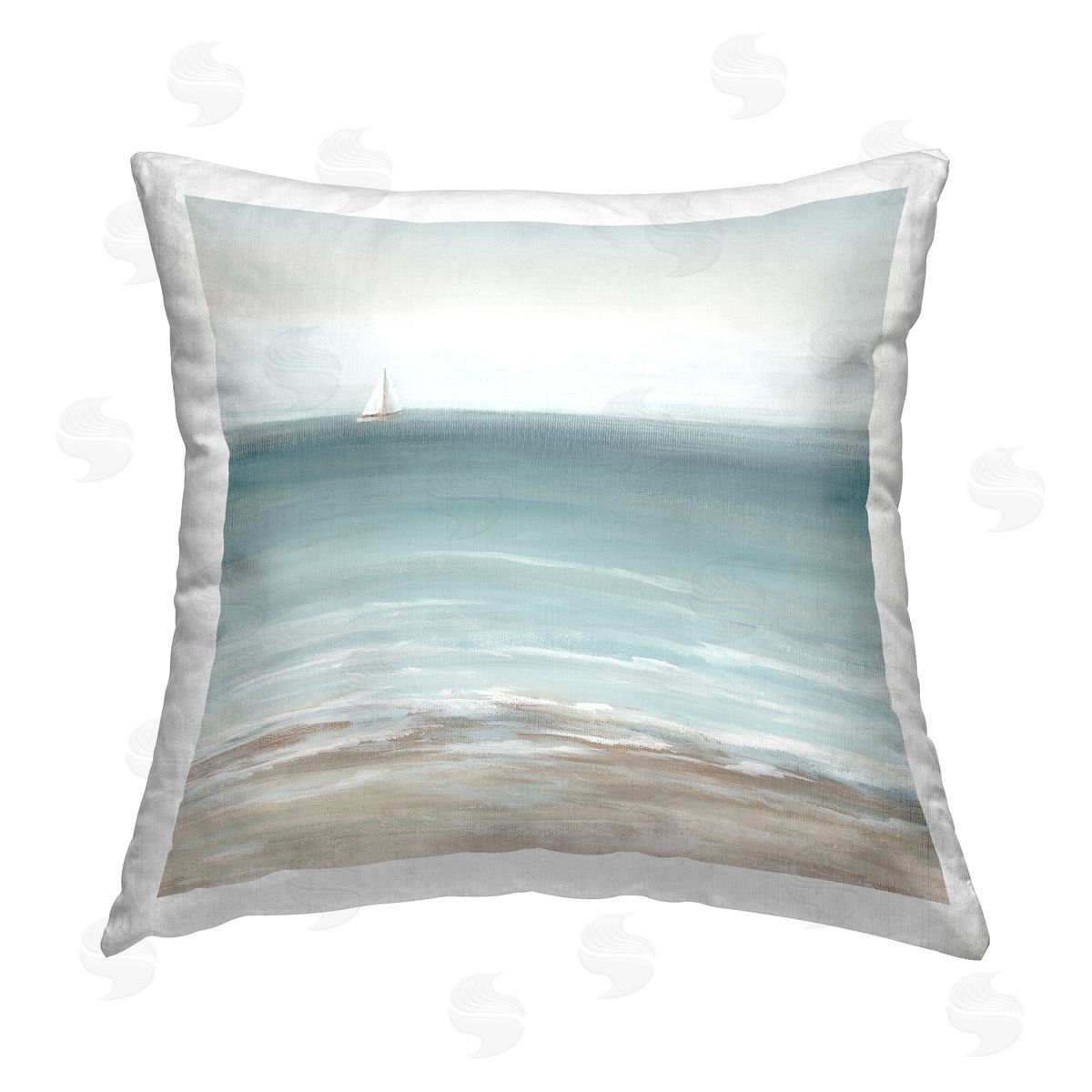 Nan Faraway Boat on Ocean Printed Plush Polyester Throw Pillow