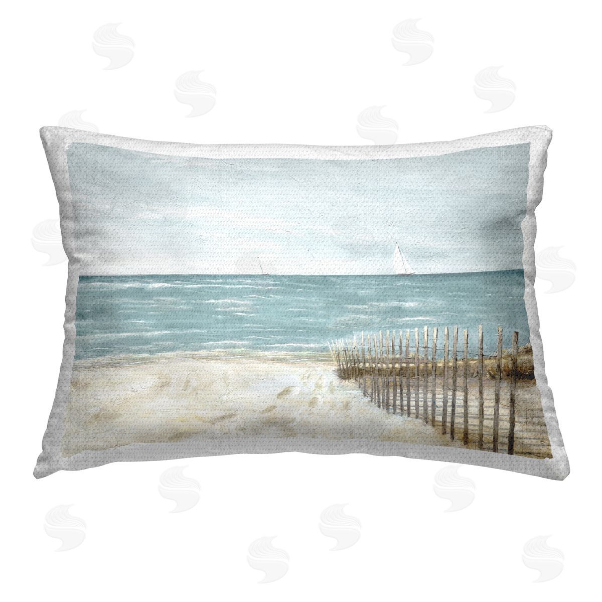 Ruane Manning Beach Footprints & Fence Outdoor Quick-Dry Polyester Printed Throw Pillow