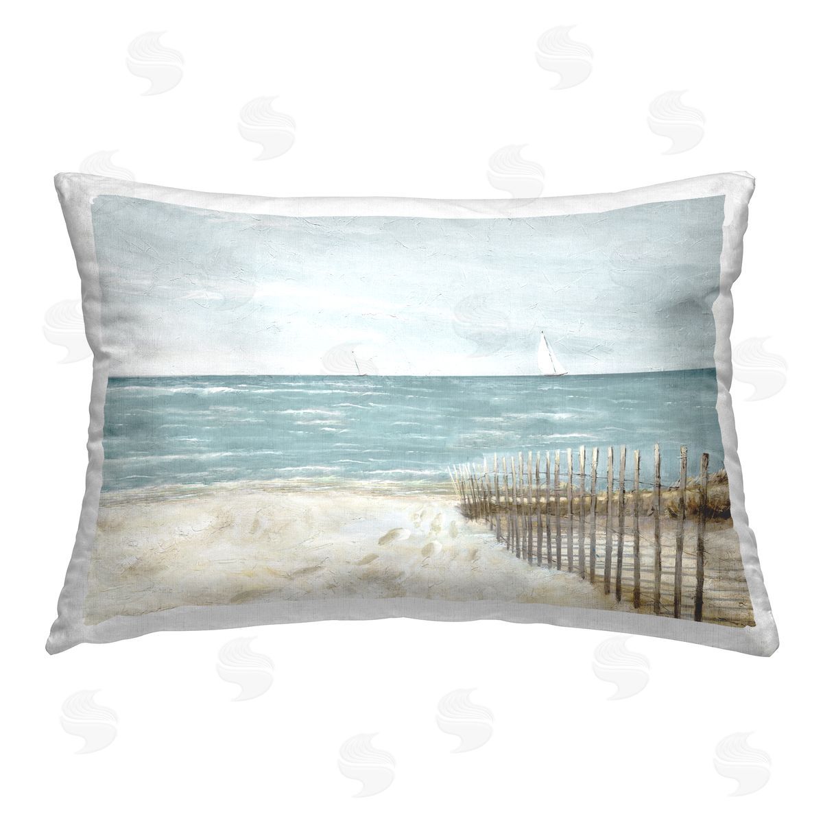 Ruane Manning Beach Footprints & Fence Printed Plush Polyester Throw Pillow