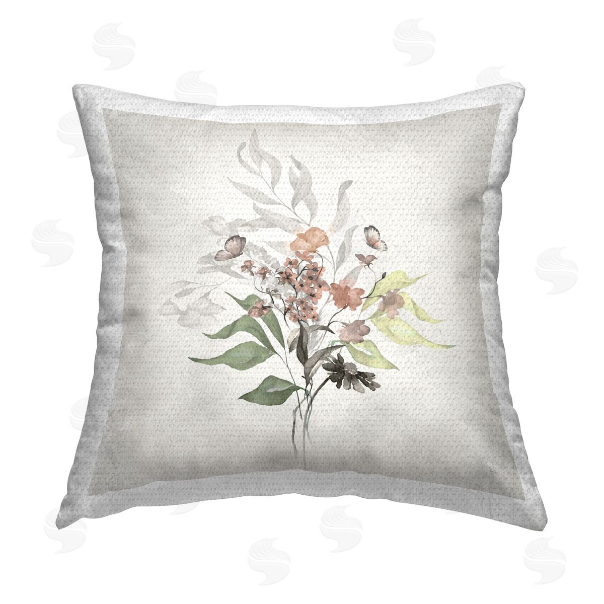 Susan Jill Soft Florals & Butterfly Outdoor Quick-Dry Polyester Printed Throw Pillow