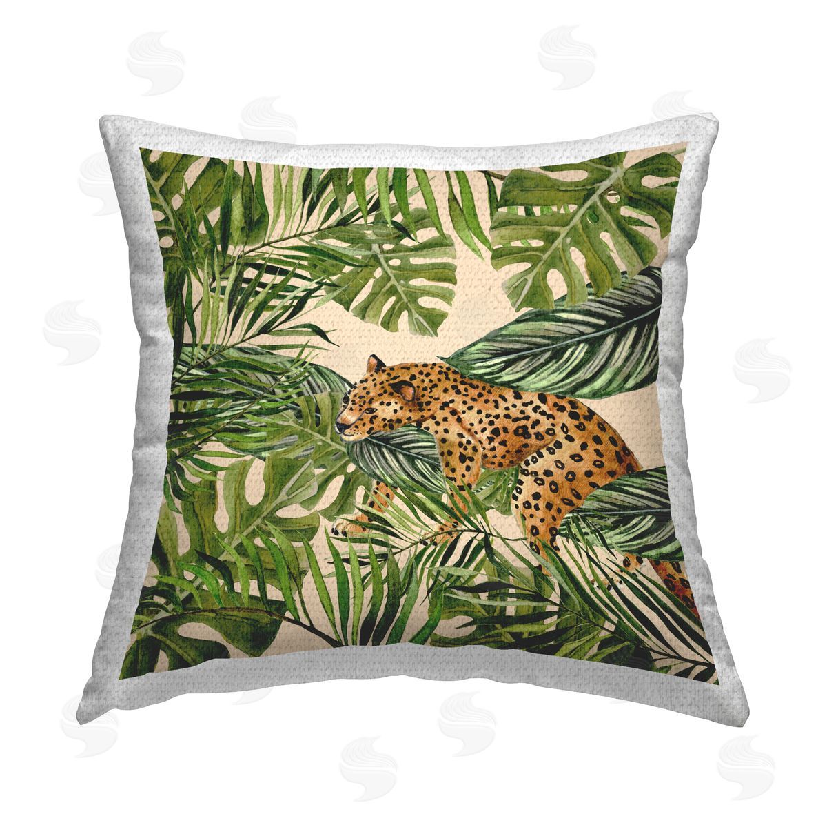 Janet Tava Botanical Leopard on Branch Outdoor Quick-Dry Polyester Printed Throw Pillow