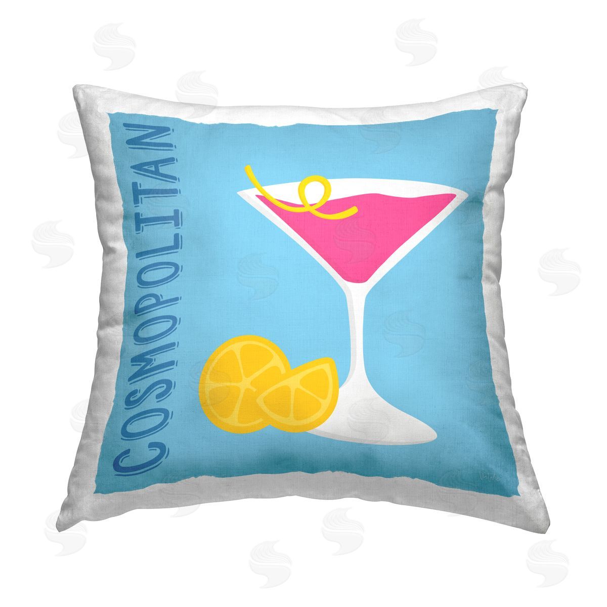 Natalie Carpentieri Cosmopolitan Cocktail Drink Printed Plush Polyester Throw Pillow