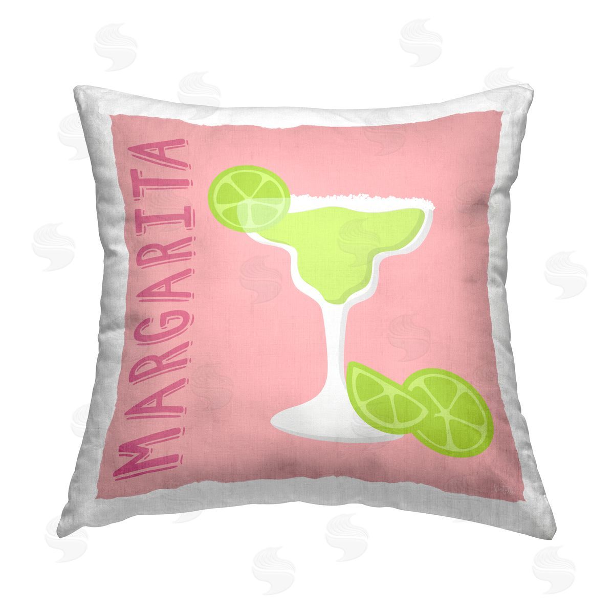 Natalie Carpentieri Margarita Cocktail with Limes Printed Plush Polyester Throw Pillow