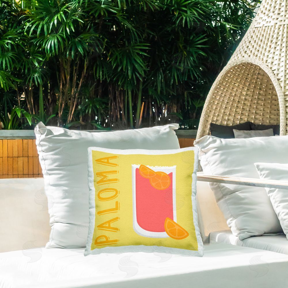 Natalie Carpentieri Paloma Cocktail Drink Outdoor Quick-Dry Polyester Printed Throw Pillow in Back Yard