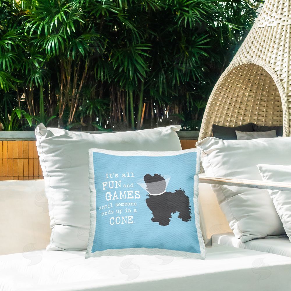 Dog Is Good Funny Fun & Games Dog Outdoor Quick-Dry Polyester Printed Throw Pillow in Back Yard