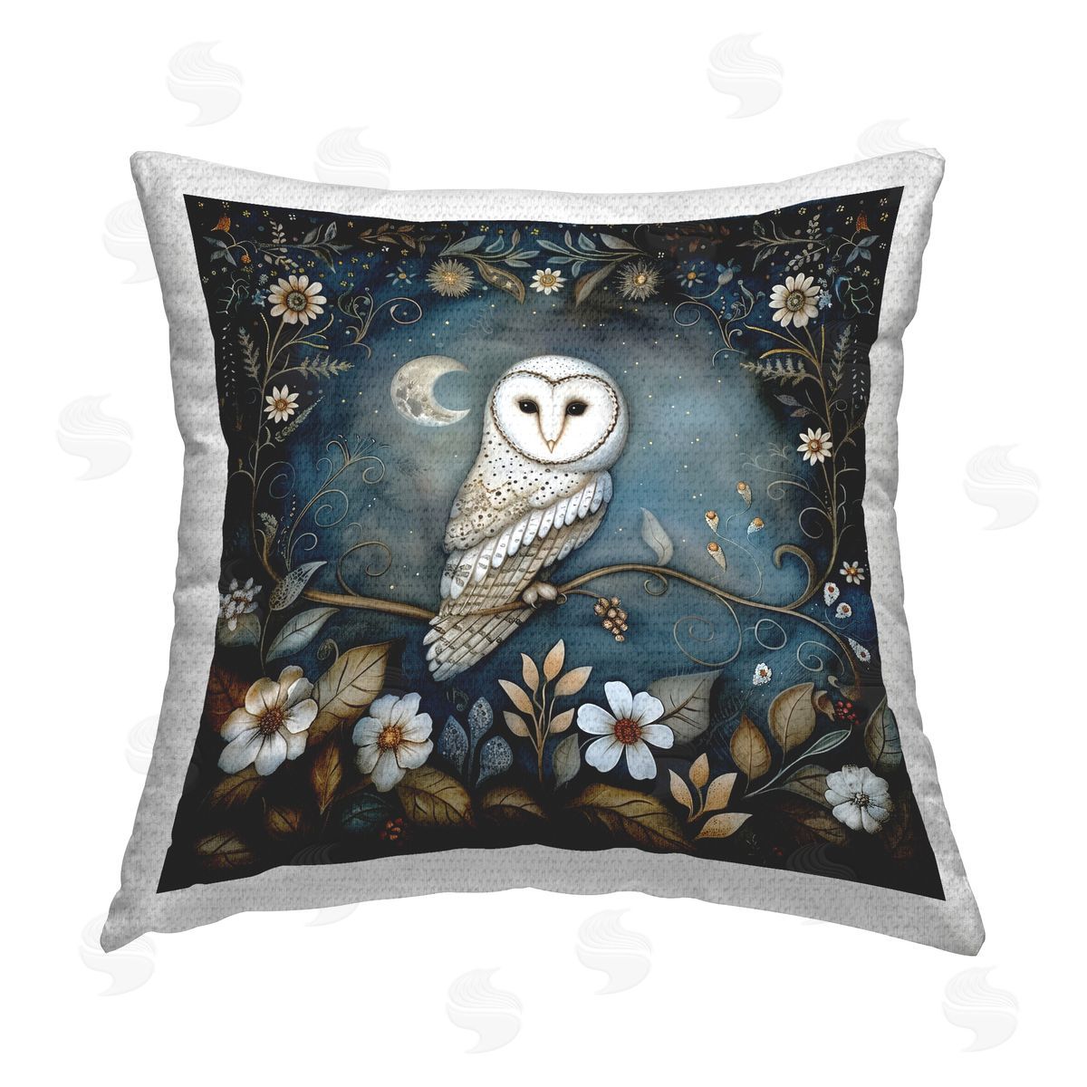 The Dutch Lady White Owl Forest Scene Outdoor Quick-Dry Polyester Printed Throw Pillow