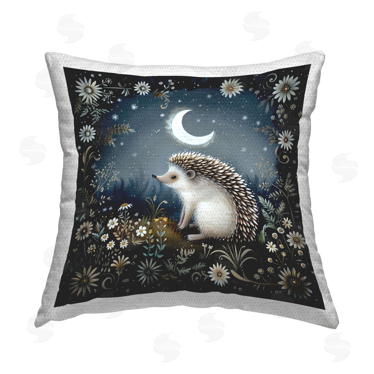 The Dutch Lady Hedgehog Under Forest Moon Outdoor Quick-Dry Polyester Printed Throw Pillow
