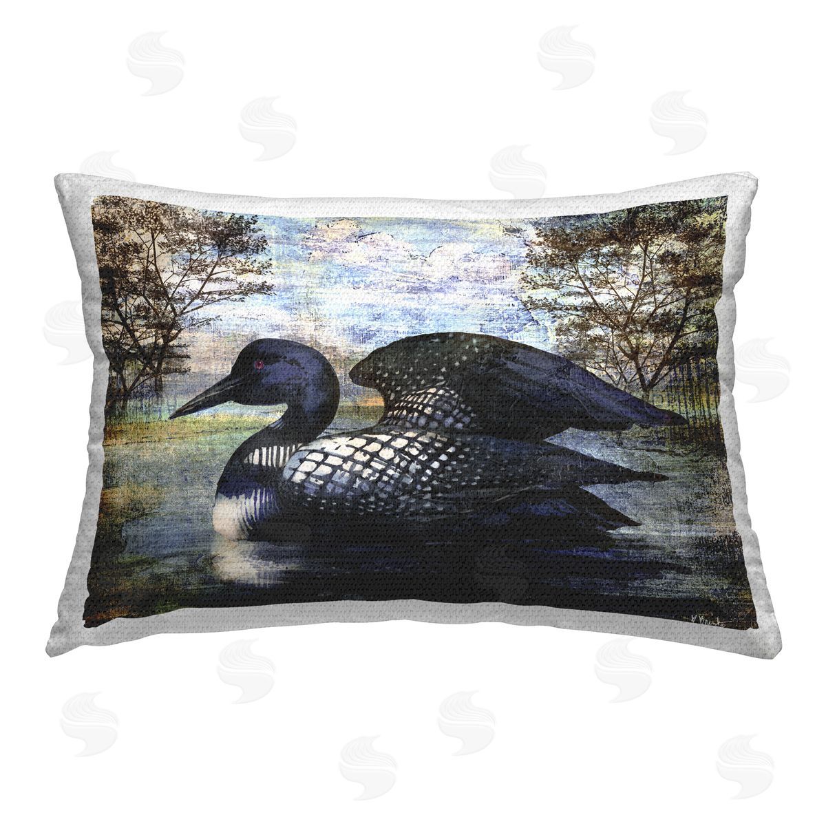 Paul Brent Loon in Rustic Pond Outdoor Quick-Dry Polyester Printed Throw Pillow