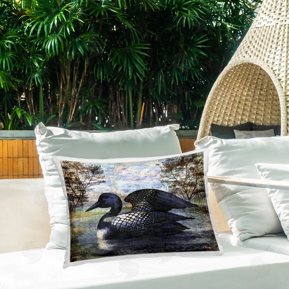 Paul Brent Loon in Rustic Pond Outdoor Quick-Dry Polyester Printed Throw Pillow in Back Yard