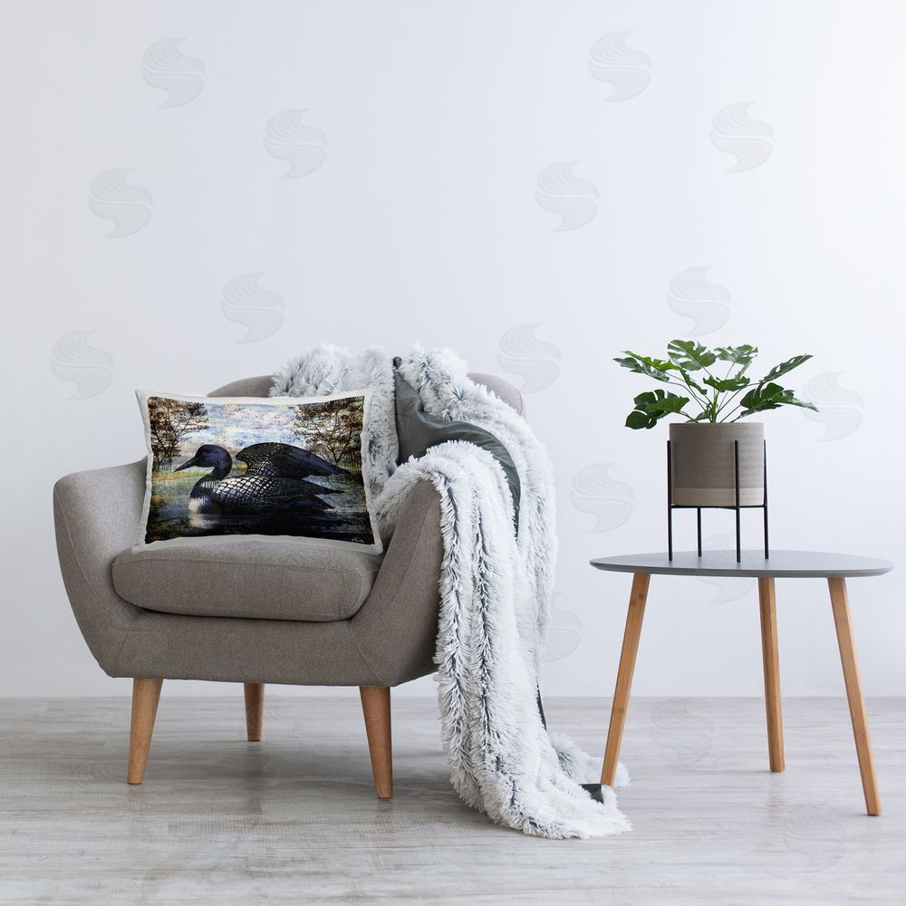 Paul Brent Loon in Rustic Pond Printed Plush Polyester Throw Pillow On Chair