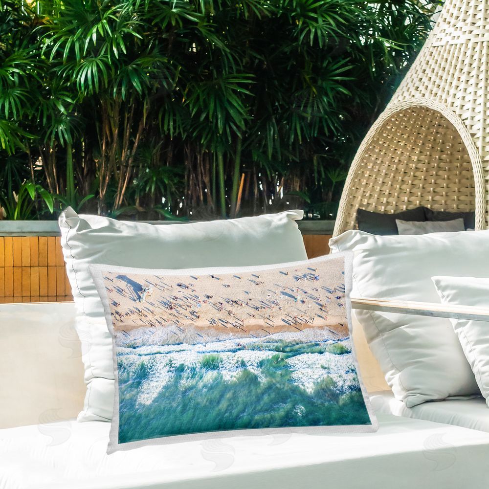 Sisi and Seb Aerial Tide Beach Foam Outdoor Quick-Dry Polyester Printed Throw Pillow in Back Yard