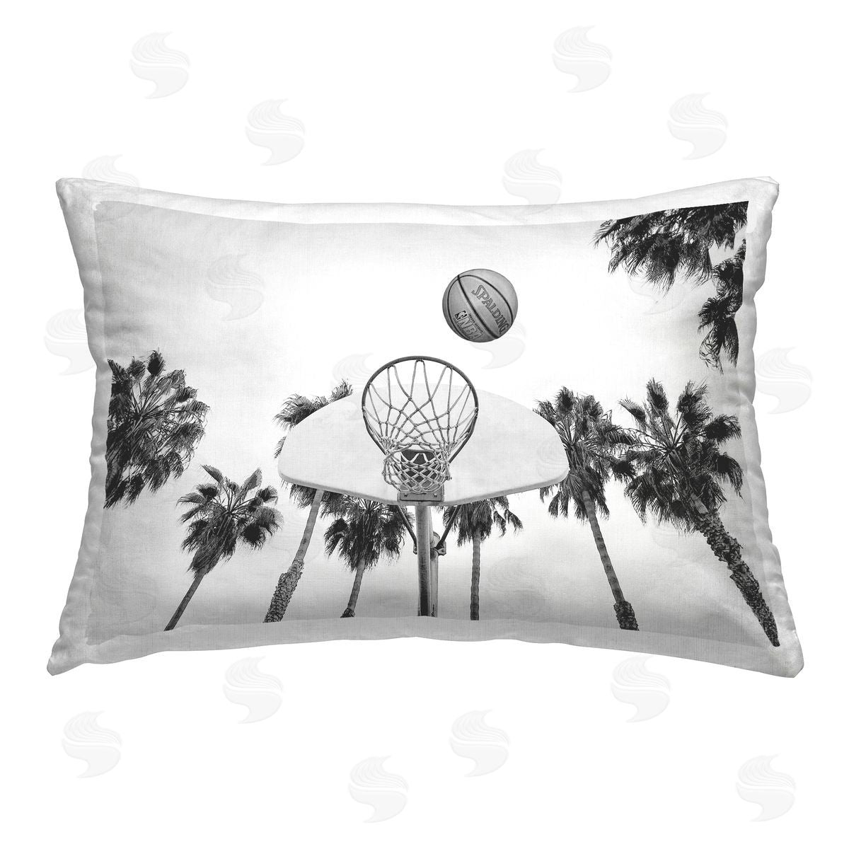Sisi and Seb Basketball Hoop with Palms Printed Plush Polyester Throw Pillow