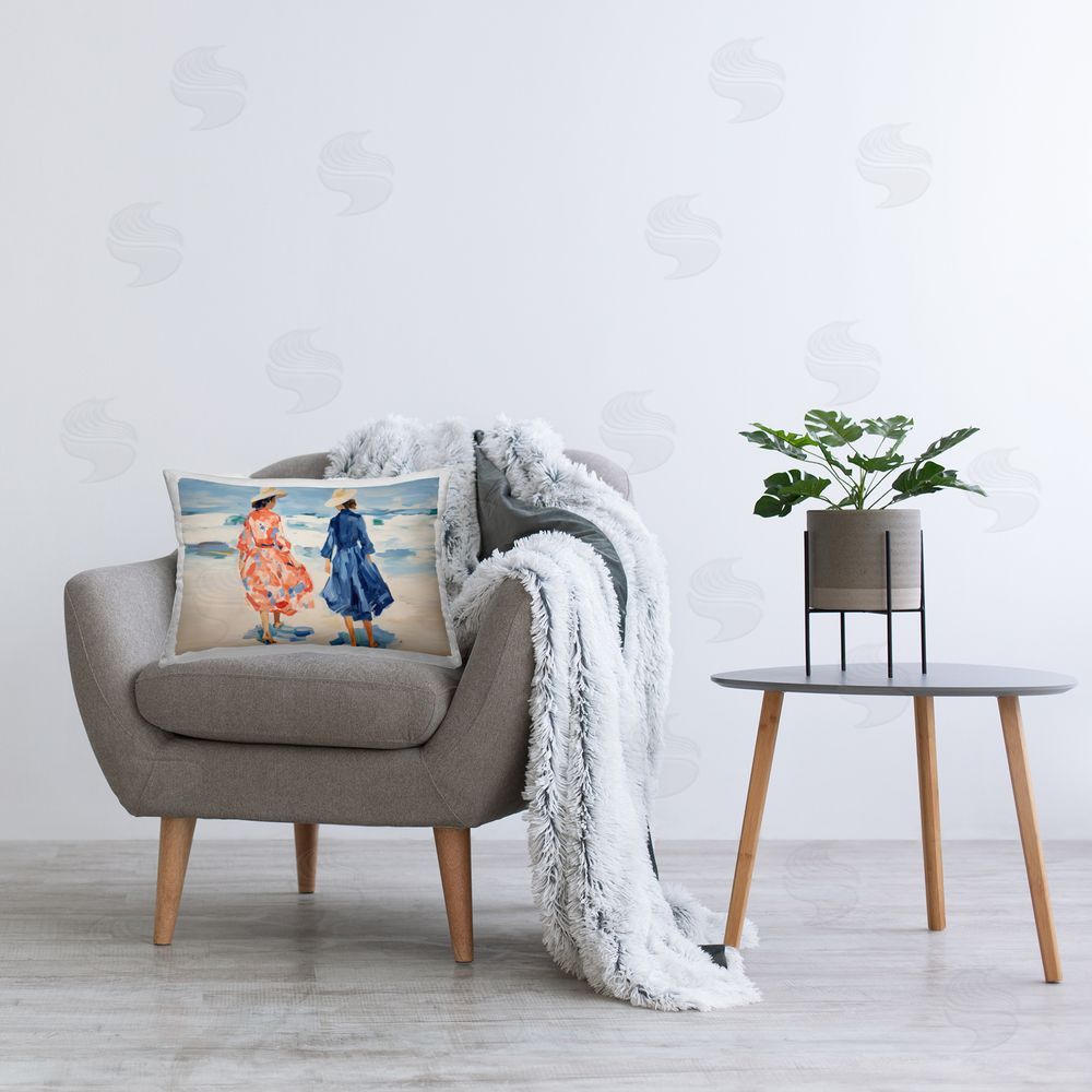 Sisi and Seb Classy Beach Ladies Printed Plush Polyester Throw Pillow On Chair