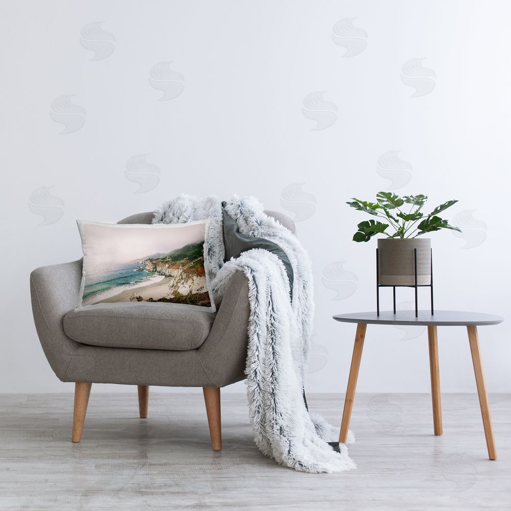Sisi and Seb Big Sur Coast View Printed Plush Polyester Throw Pillow On Chair