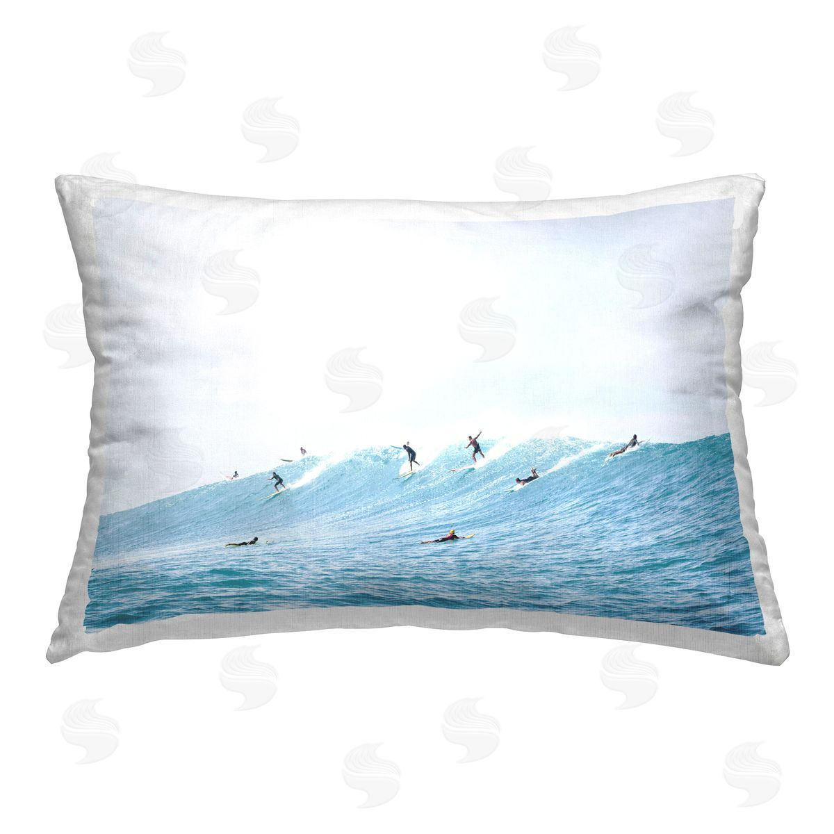 Sisi and Seb Blue Wave Surfers Printed Plush Polyester Throw Pillow