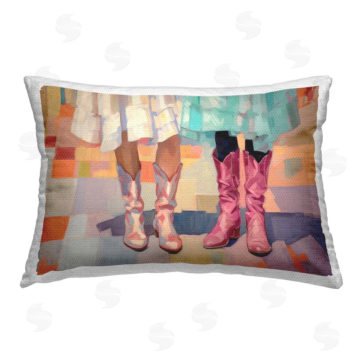 Sisi and Seb Girls in Cowboy Boots Outdoor Quick-Dry Polyester Printed Throw Pillow