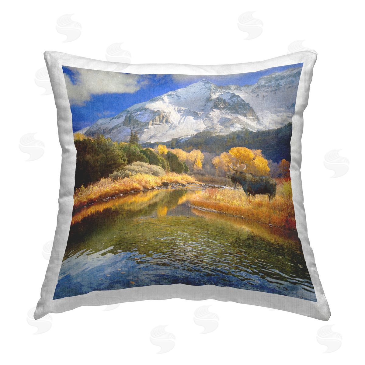 Chris Vest Moose on Dolores River Printed Plush Polyester Throw Pillow