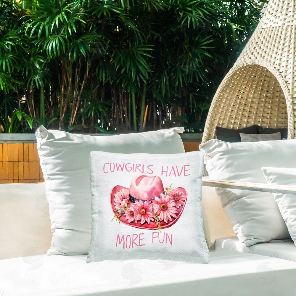 Andrea Haase Cowgirls Have More Fun Outdoor Quick-Dry Polyester Printed Throw Pillow in Back Yard