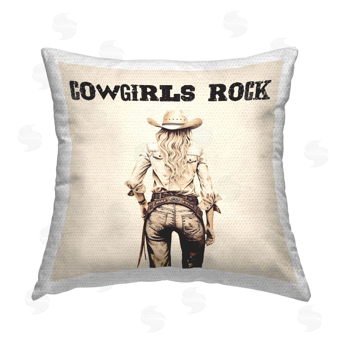 Karen Smith Cowgirls Rock Phrase Outdoor Quick-Dry Polyester Printed Throw Pillow