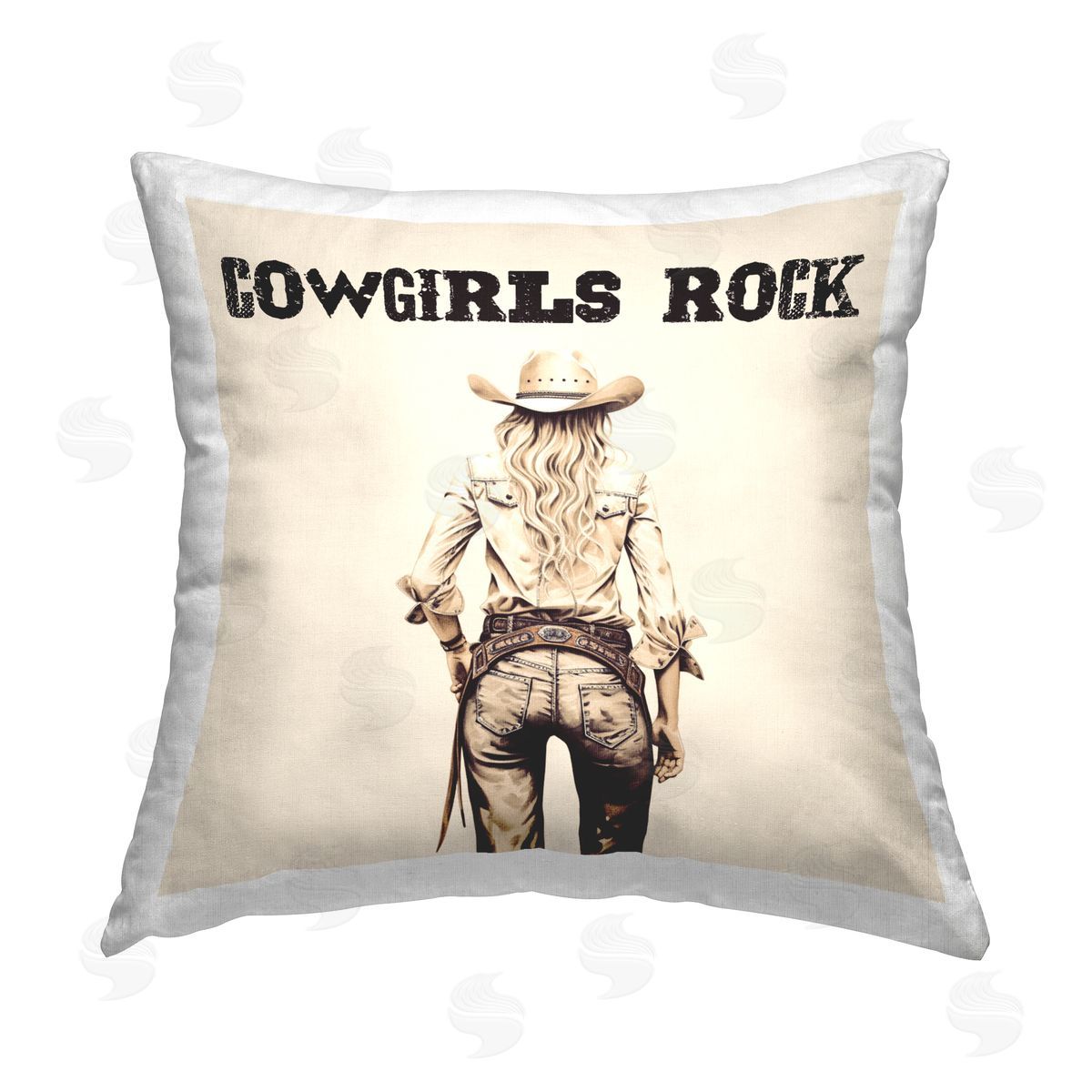 Karen Smith Cowgirls Rock Phrase Printed Plush Polyester Throw Pillow