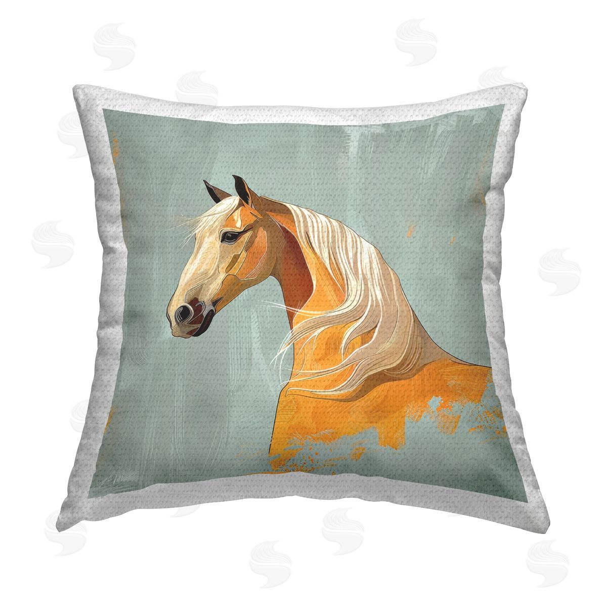 Lazar Studio Equine Elegance Portrait Outdoor Quick-Dry Polyester Printed Throw Pillow
