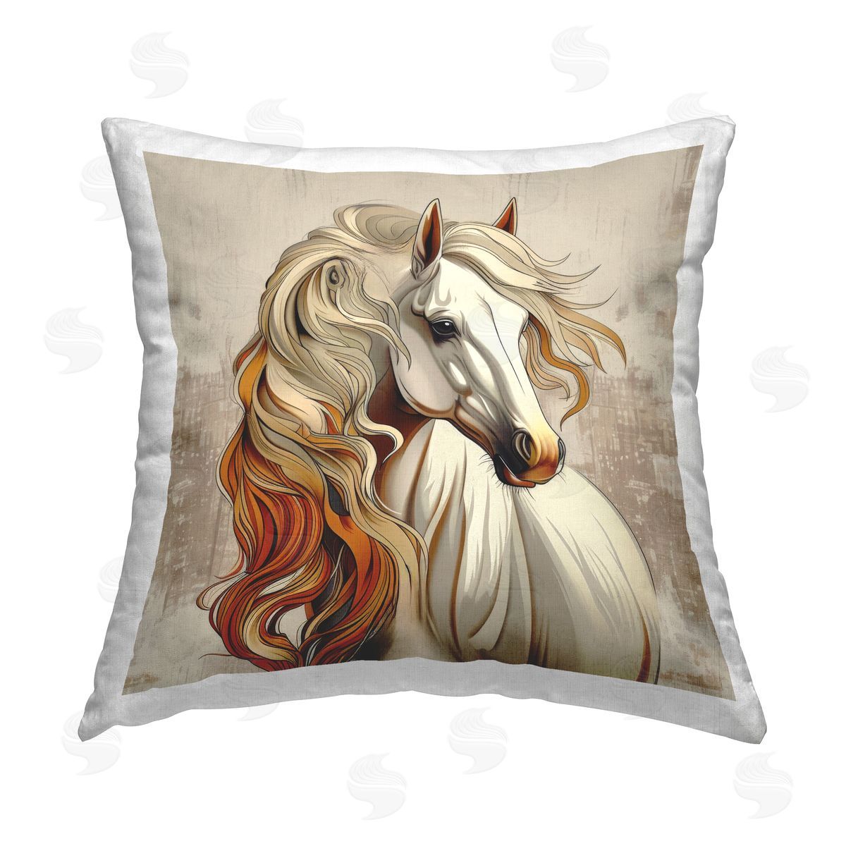 Lazar Studio Elegant Wavy Horse Mane Printed Plush Polyester Throw Pillow