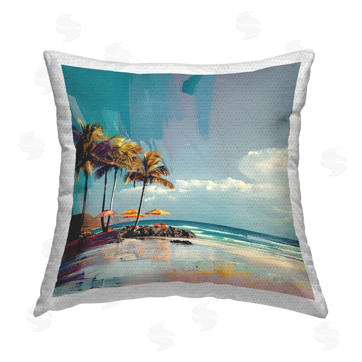 Irena Orlov Contemporary Shoreline Bliss Outdoor Quick-Dry Polyester Printed Throw Pillow