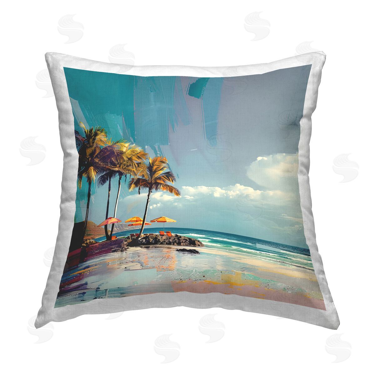 Irena Orlov Contemporary Shoreline Bliss Printed Plush Polyester Throw Pillow