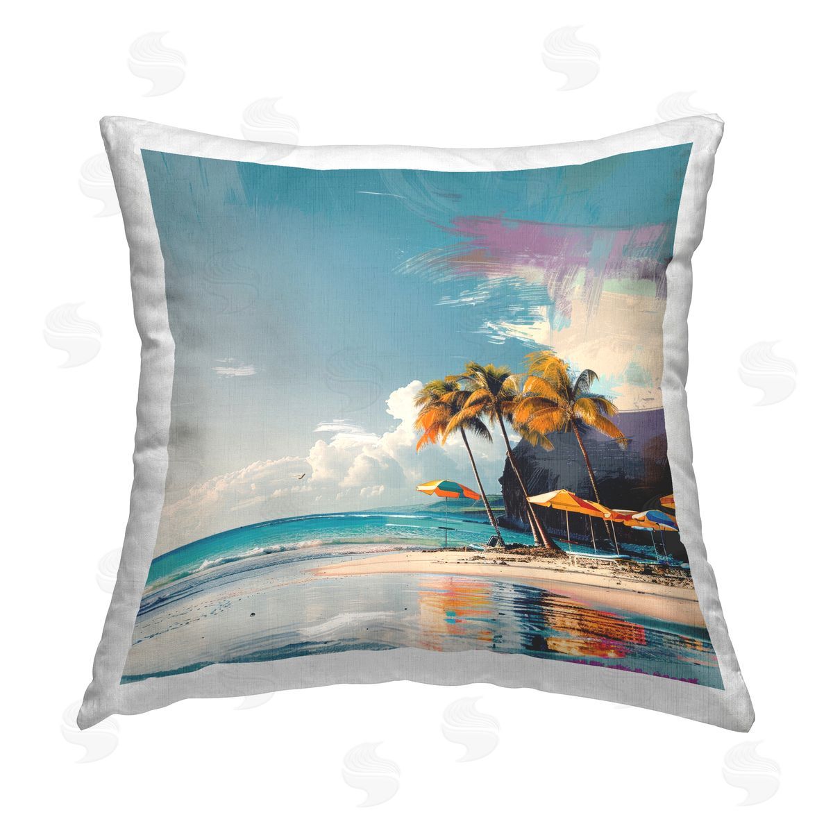 Irena Orlov Contemporary Shoreline Bliss Printed Plush Polyester Throw Pillow