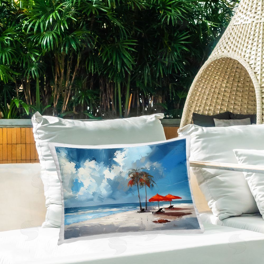Irena Orlov Sunny Seaside Palette Outdoor Quick-Dry Polyester Printed Throw Pillow in Back Yard