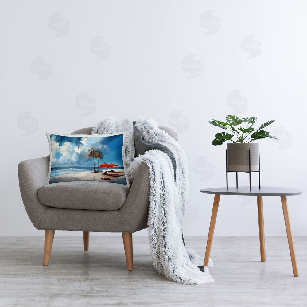 Irena Orlov Sunny Seaside Palette Printed Plush Polyester Throw Pillow On Chair