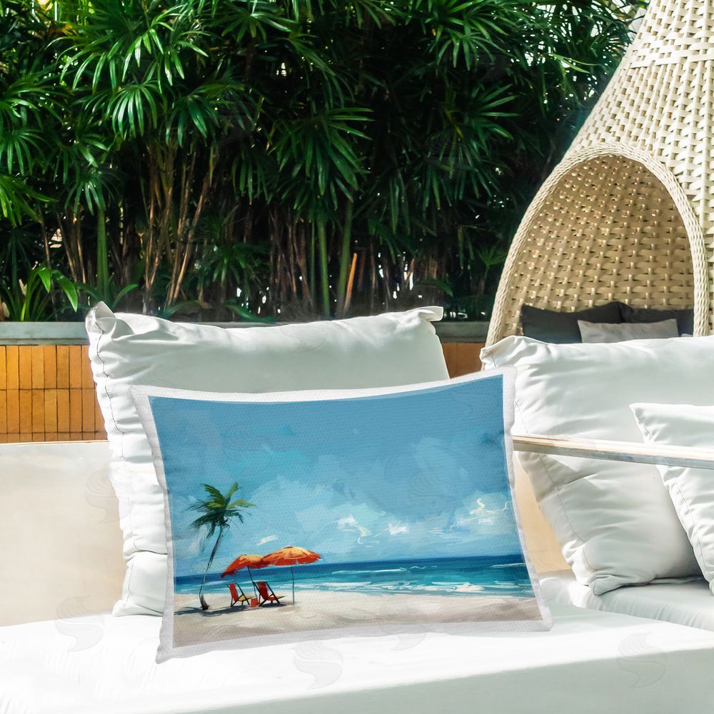 Irena Orlov Beach Chair Symphony Outdoor Quick-Dry Polyester Printed Throw Pillow in Back Yard