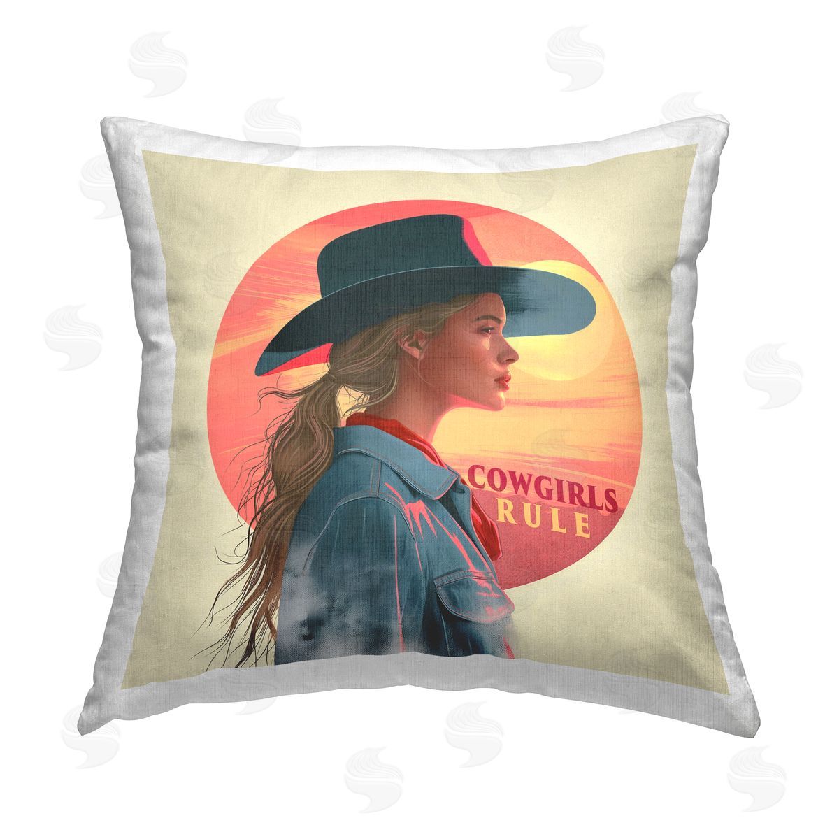 Steve Hunziker Cowgirls Rule Portrait Printed Plush Polyester Throw Pillow