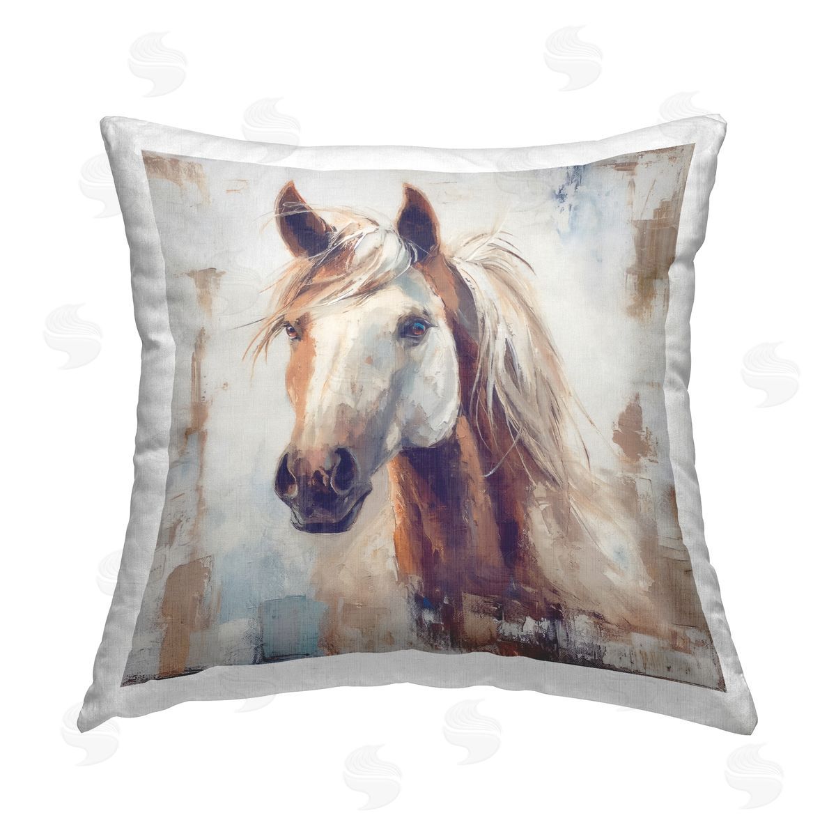 Steve Hunziker Rustic Horse Impression Printed Plush Polyester Throw Pillow