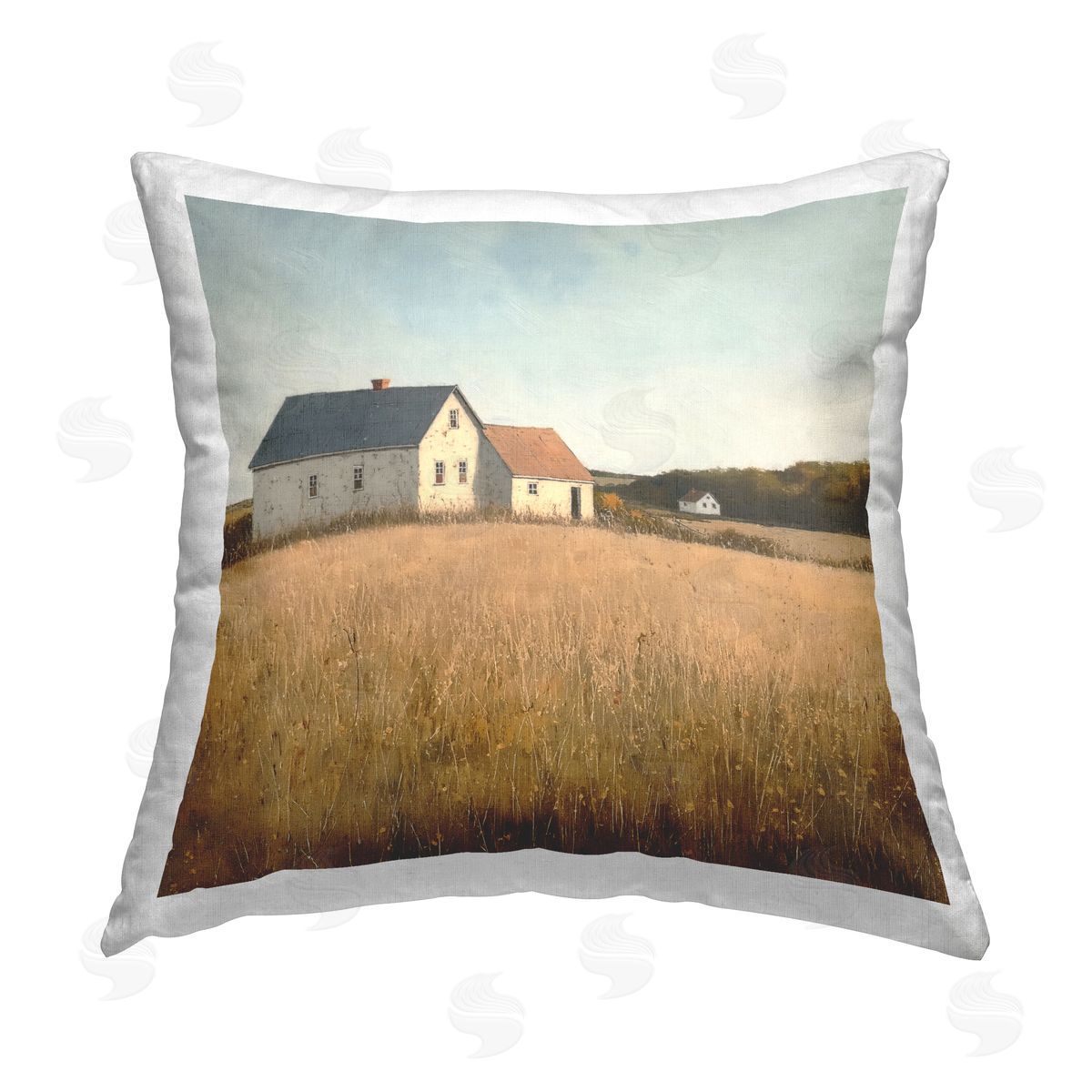 Steve Hunziker Clear Sky over Barn Printed Plush Polyester Throw Pillow
