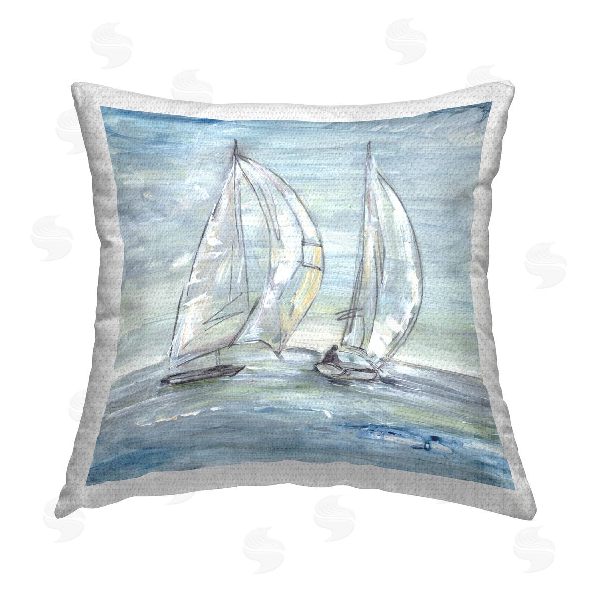 Lera Windswept Sailboat Duo Outdoor Quick-Dry Polyester Printed Throw Pillow